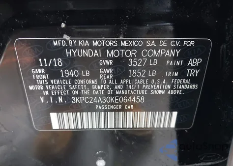 2019 Hyundai Accent Se from USA, damaged, VIN 3KPC24A30KE064458